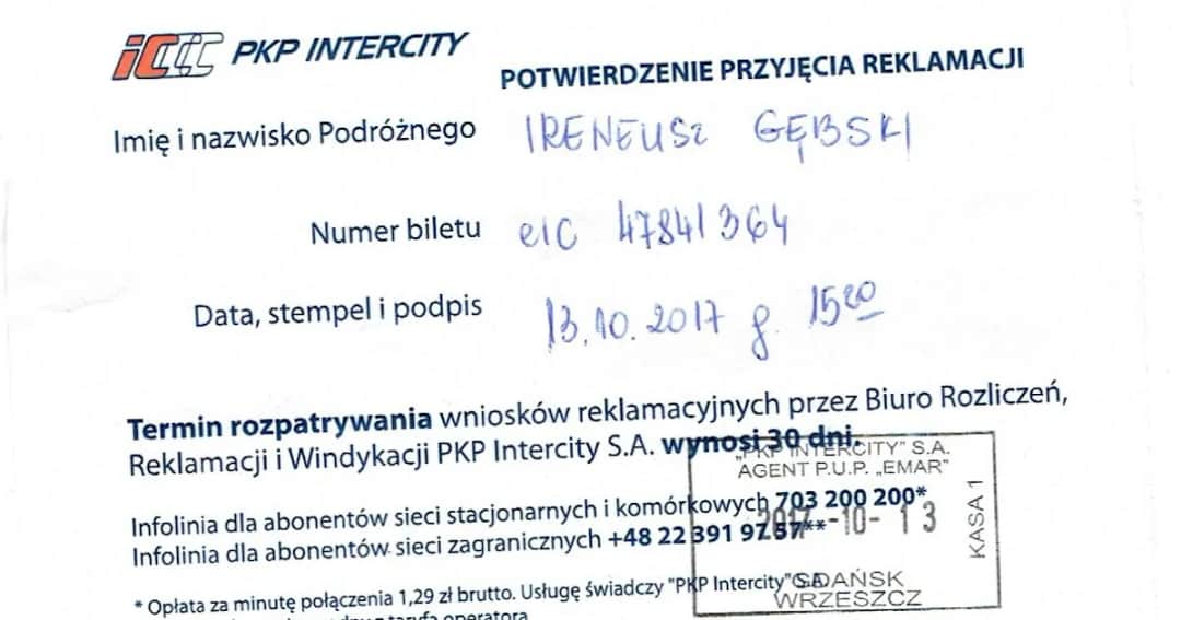 Reklamacja Intercity: Ile czasu? Rok na skargę, 30 dni na decyzję